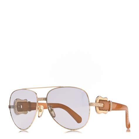 FENDI Buckle Aviator Sunglasses FS411 Gold.